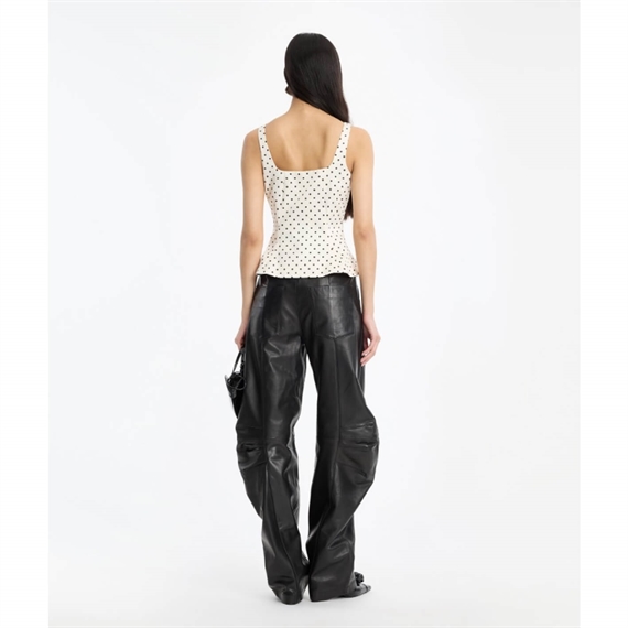 Rotate Polka Dot Sleeveless Top, Creme